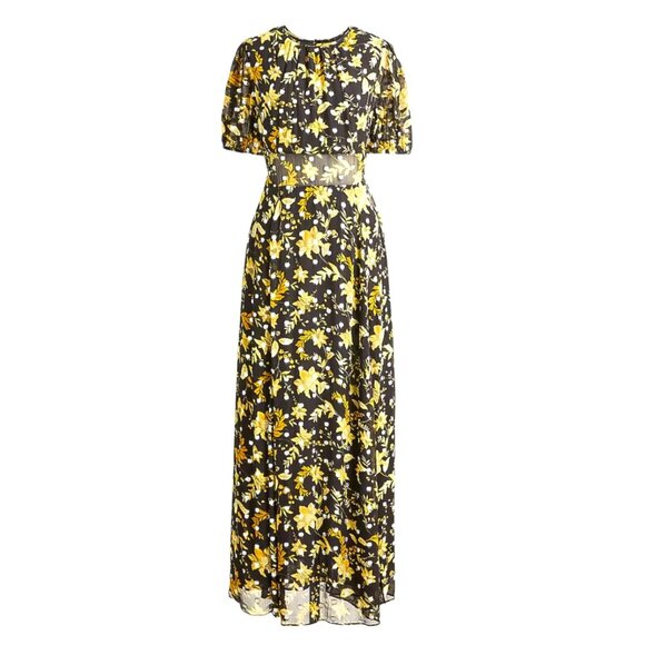 J. Crew Dresses & Skirts - NWT $298 J.Crew Open-Back Metallic Clip-Dot Black Maxi Dress Golden Floral Sz 10